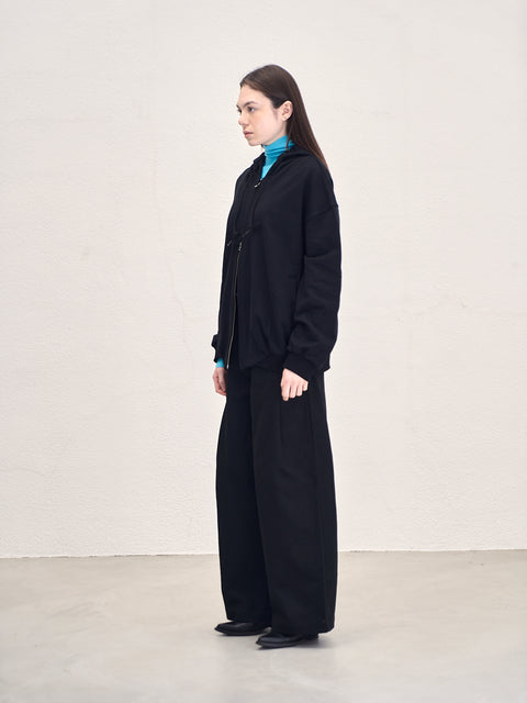 SAIRENSSEI BLACK SIDE-SEAM DOUBLE PLEATED TROUSERS