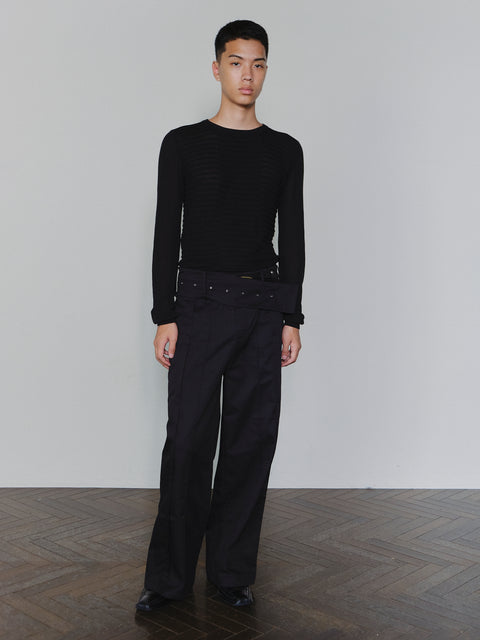 SAIRENSSEI WIDE-BELT PLEATED PANTS