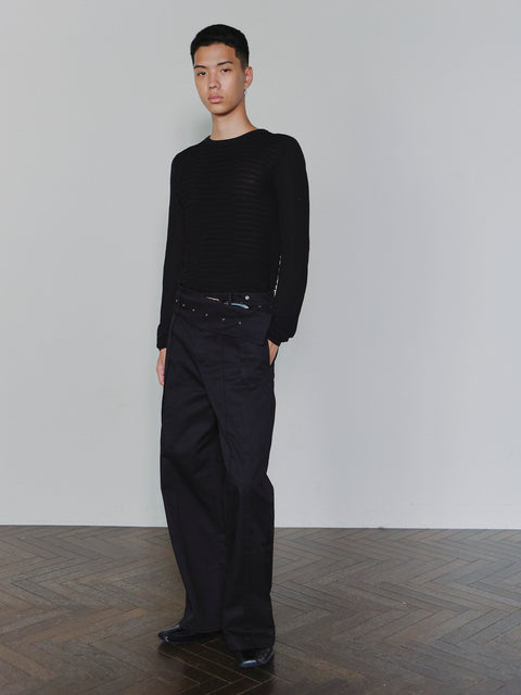 SAIRENSSEI WIDE-BELT PLEATED PANTS