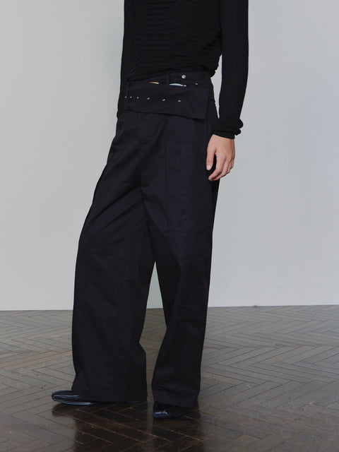 SAIRENSSEI WIDE-BELT PLEATED PANTS