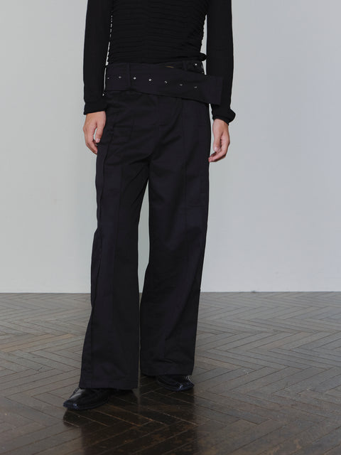 SAIRENSSEI WIDE-BELT PLEATED PANTS