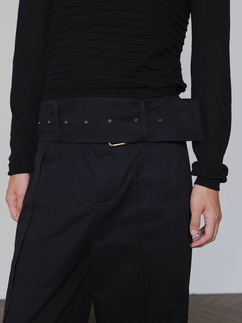 SAIRENSSEI WIDE-BELT PLEATED PANTS