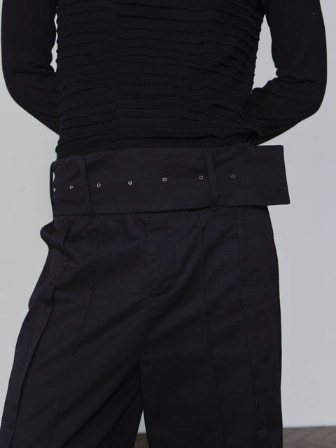 SAIRENSSEI WIDE-BELT PLEATED PANTS