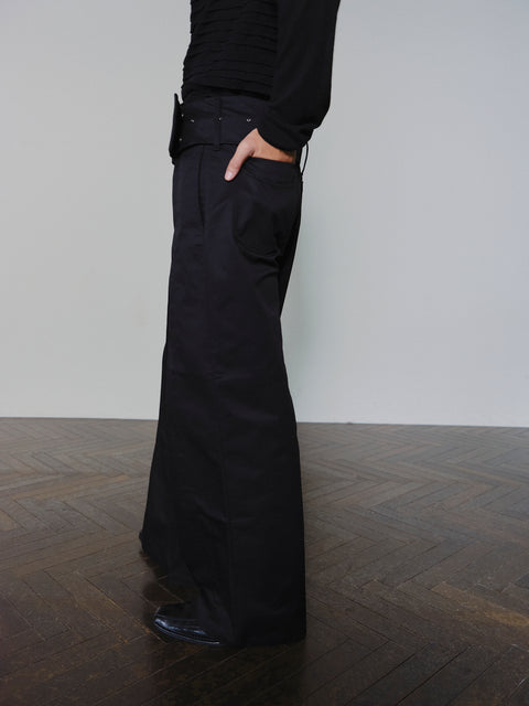 SAIRENSSEI WIDE-BELT PLEATED PANTS