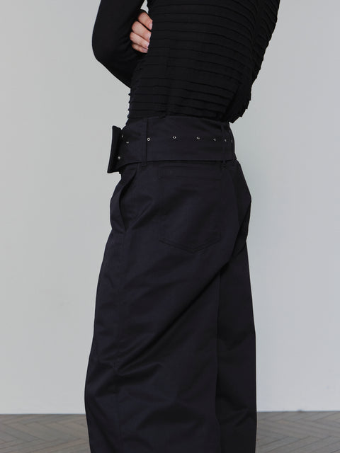 SAIRENSSEI WIDE-BELT PLEATED PANTS