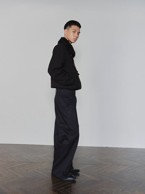 SAIRENSSEI WIDE-BELT PLEATED PANTS