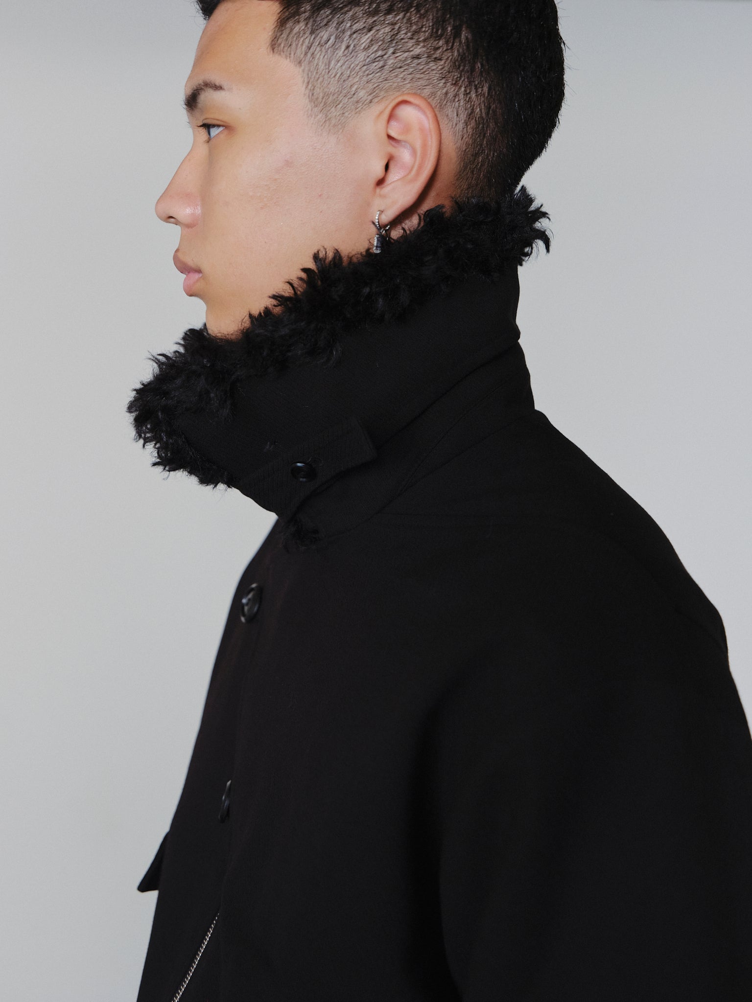 SAIRENSSEI ASYMMETRIC PLACKET FUR-COLLAR JACKET – Remold Lab