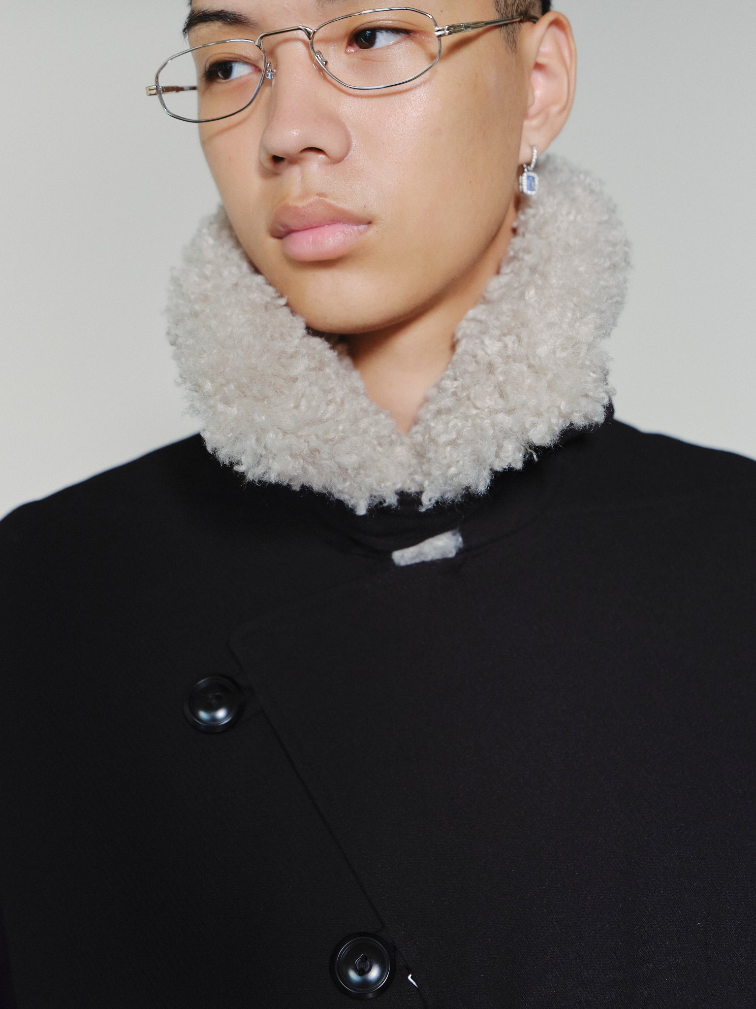 SAIRENSSEI ASYMMETRIC PLACKET FUR-COLLAR JACKET – Remold Lab