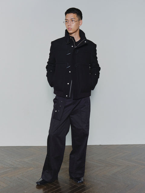 SAIRENSSEI ROPE-LINKED WOOL COAT