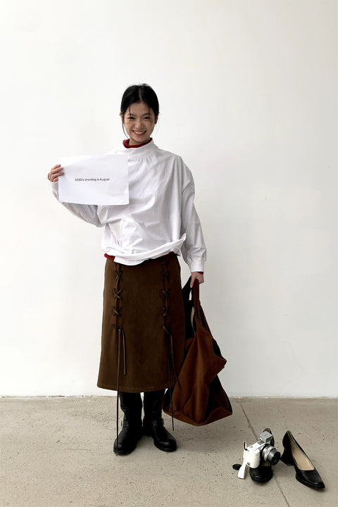 DOSORDONTS HALF-TURTLENECK PATCHWORK SHIRT