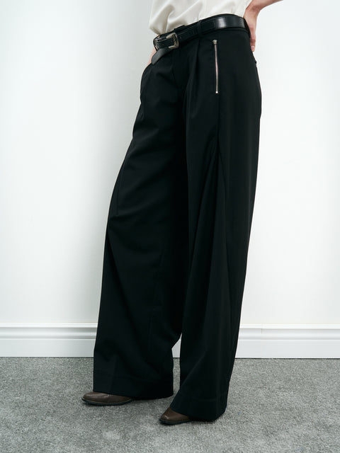 COSMOS WAVEYU WOOL SEGMENTED PATCHWORK TROUSERS