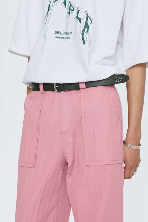 SIMPLE PROJECT PINK COTTON TROUSERS