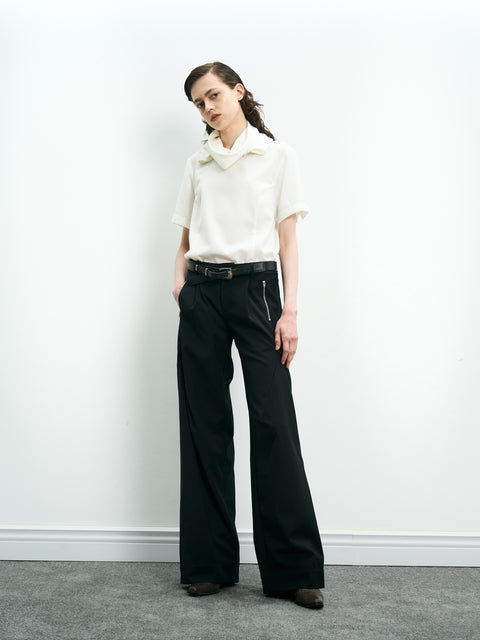 COSMOS WAVEYU WOOL SEGMENTED PATCHWORK TROUSERS