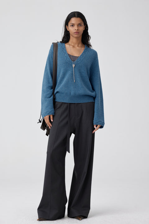 SIMPLE PROJECT CONTRAST STITCH BELT PANTS