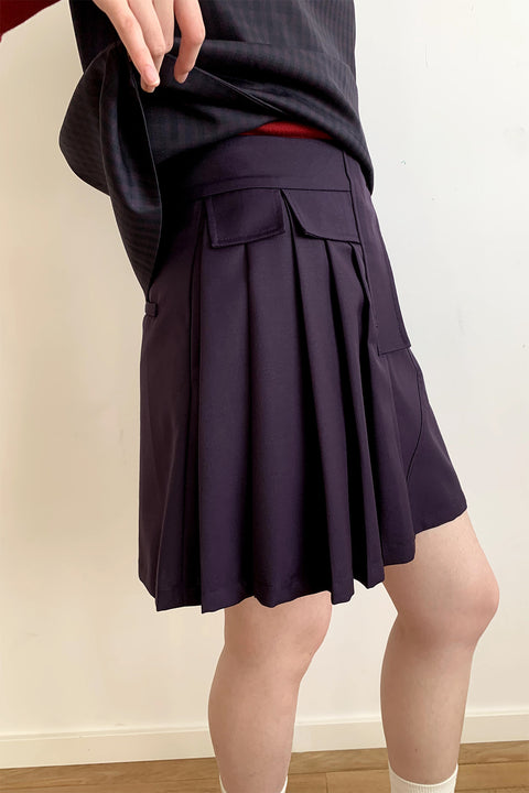 DOSORDONTS DARK PURPLE PLEATED MINI SKIRT