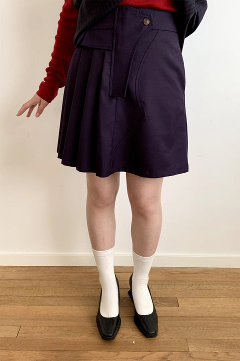 DOSORDONTS DARK PURPLE PLEATED MINI SKIRT