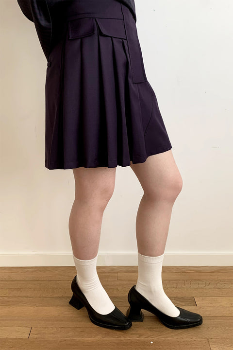 DOSORDONTS DARK PURPLE PLEATED MINI SKIRT