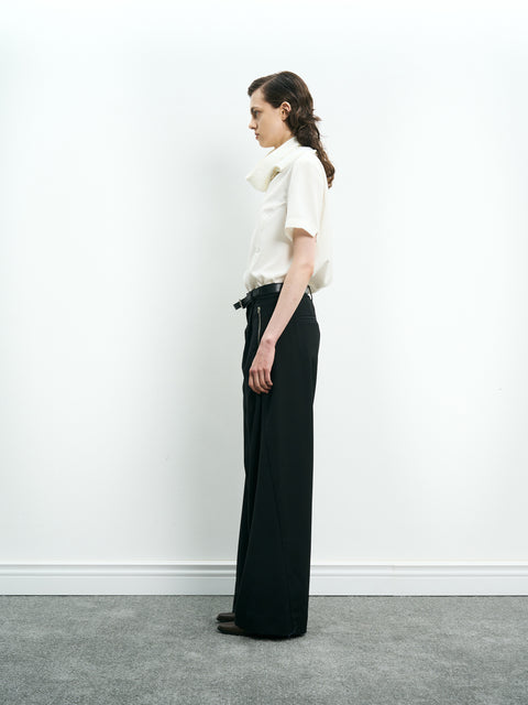 COSMOS WAVEYU WOOL SEGMENTED PATCHWORK TROUSERS