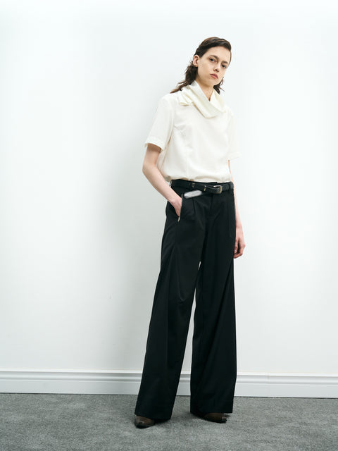 COSMOS WAVEYU WOOL SEGMENTED PATCHWORK TROUSERS