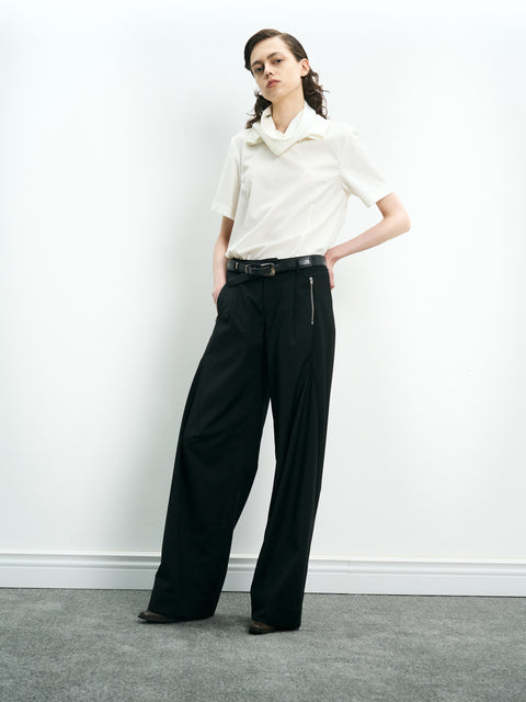 COSMOS WAVEYU WOOL SEGMENTED PATCHWORK TROUSERS