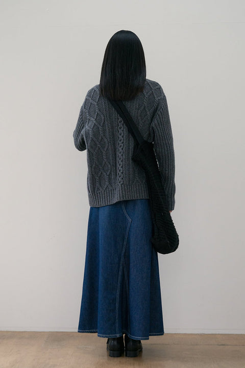 DOSORDONTS A-LINE DENIM LONG SKIRT