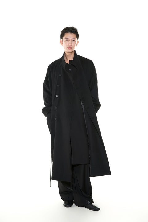 VAPOURBLUE WOOL STAND COLLAR COAT