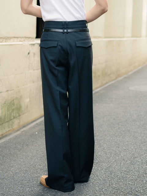 SAIRENSSEI DOUBLE-BELT-LOOP STRAIGHT-LEG TROUSERS