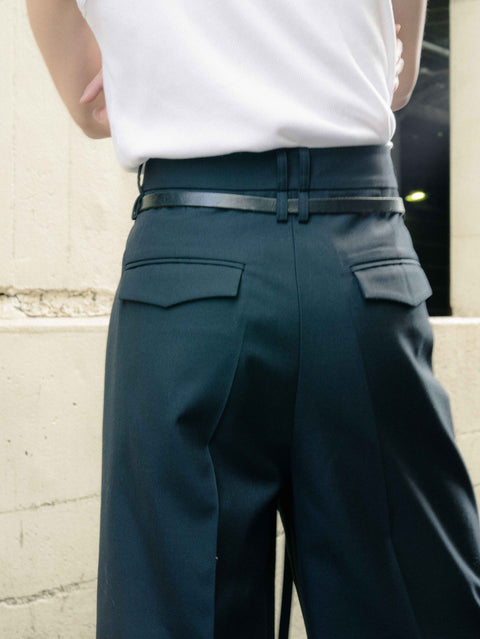 SAIRENSSEI DOUBLE-BELT-LOOP STRAIGHT-LEG TROUSERS