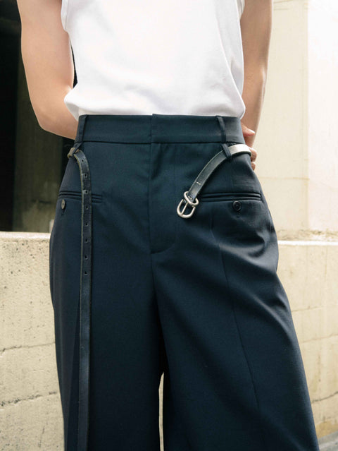 SAIRENSSEI DOUBLE-BELT-LOOP STRAIGHT-LEG TROUSERS