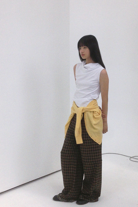 DOSORDONTS PLAID WIDE-LEG PANTS