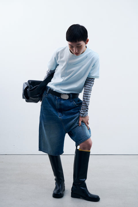 DOSORDONTS WASHED LOW-RISE DENIM SHORTS