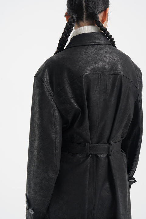 DOSORDONTS LEATHER TRENCH COAT