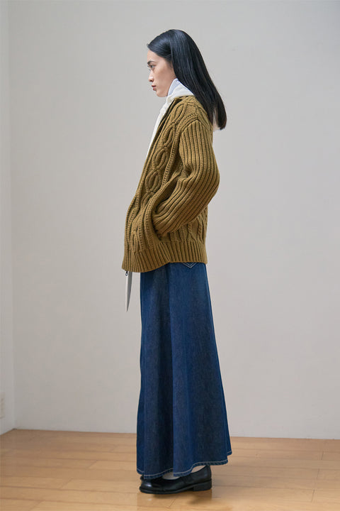 DOSORDONTS A-LINE DENIM LONG SKIRT