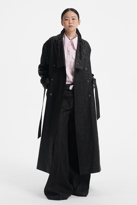 DOSORDONTS LEATHER TRENCH COAT