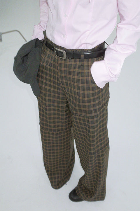 DOSORDONTS PLAID WIDE-LEG PANTS