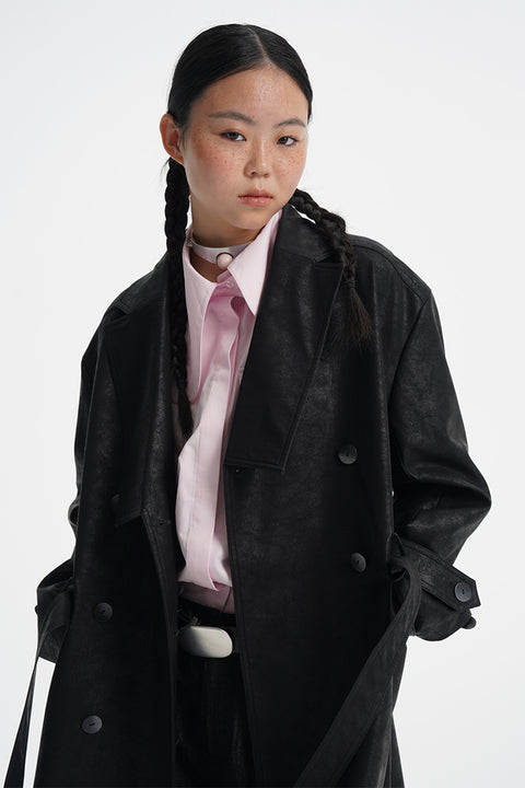 DOSORDONTS LEATHER TRENCH COAT