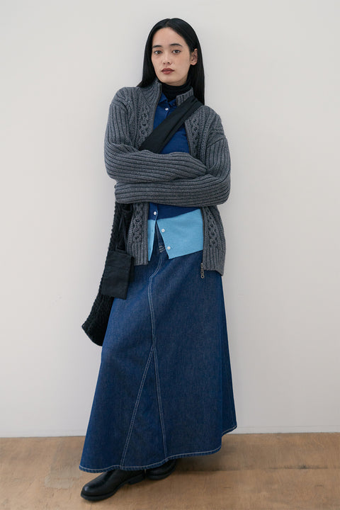 DOSORDONTS A-LINE DENIM LONG SKIRT