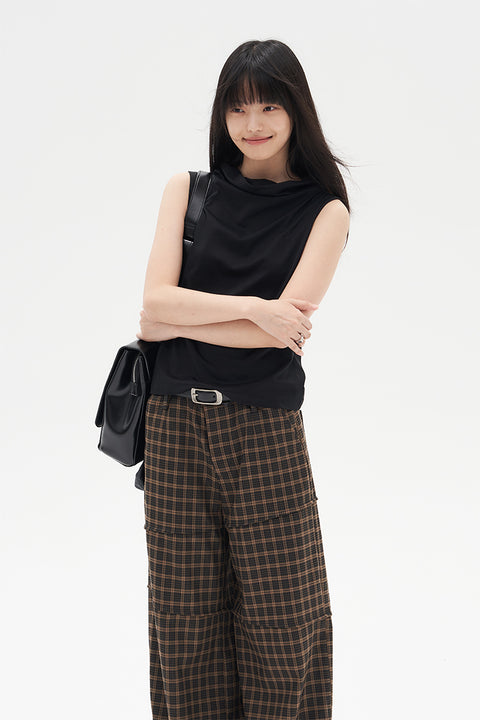 DOSORDONTS PLAID WIDE-LEG PANTS