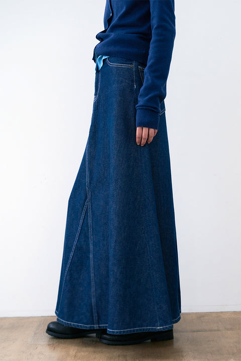 DOSORDONTS A-LINE DENIM LONG SKIRT