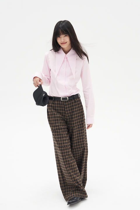 DOSORDONTS PLAID WIDE-LEG PANTS