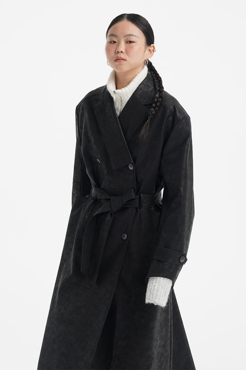 DOSORDONTS LEATHER TRENCH COAT