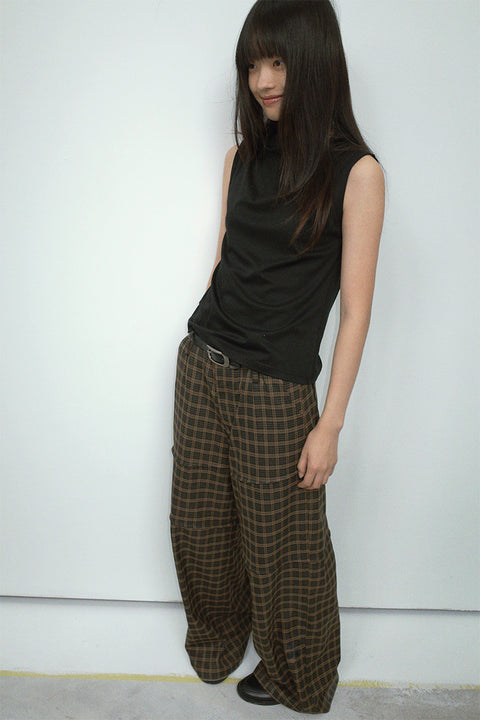 DOSORDONTS PLAID WIDE-LEG PANTS