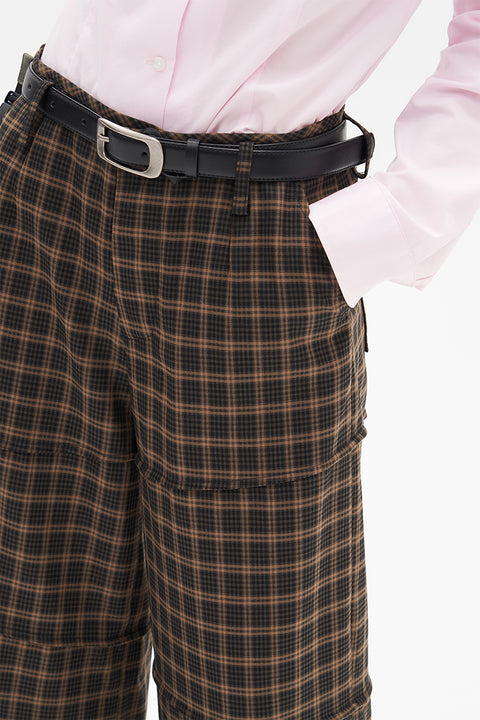 DOSORDONTS PLAID WIDE-LEG PANTS