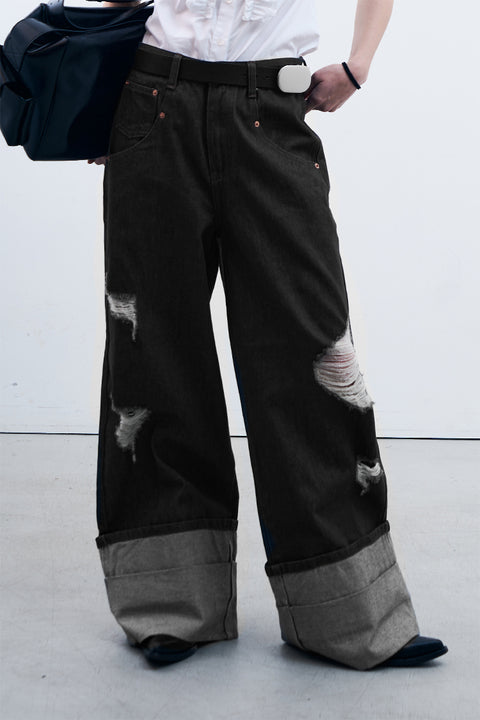 DOSORDONTS CUFFED DISTRESSED JEANS