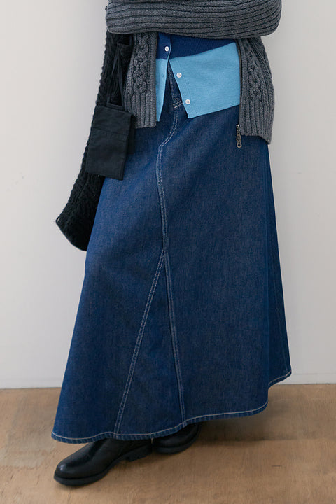 DOSORDONTS A-LINE DENIM LONG SKIRT