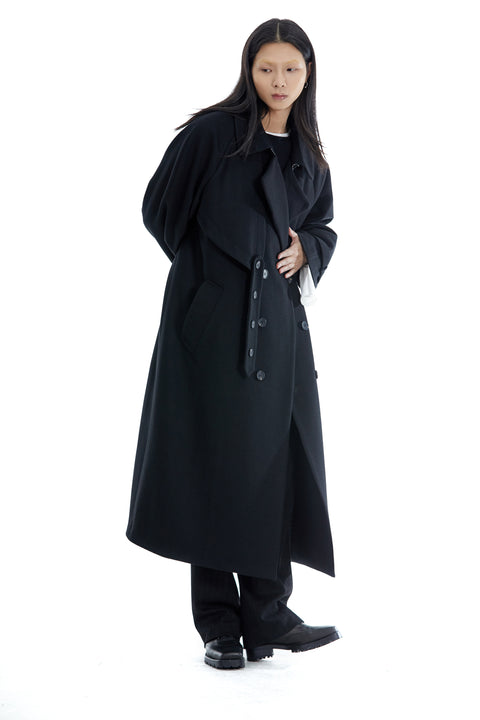 VAPOURBLUE WOOL DECONSTRUCTED COAT